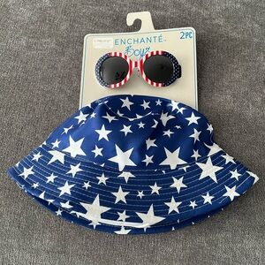 NWT One size Enchanted boys sunglasses and bucket hat set